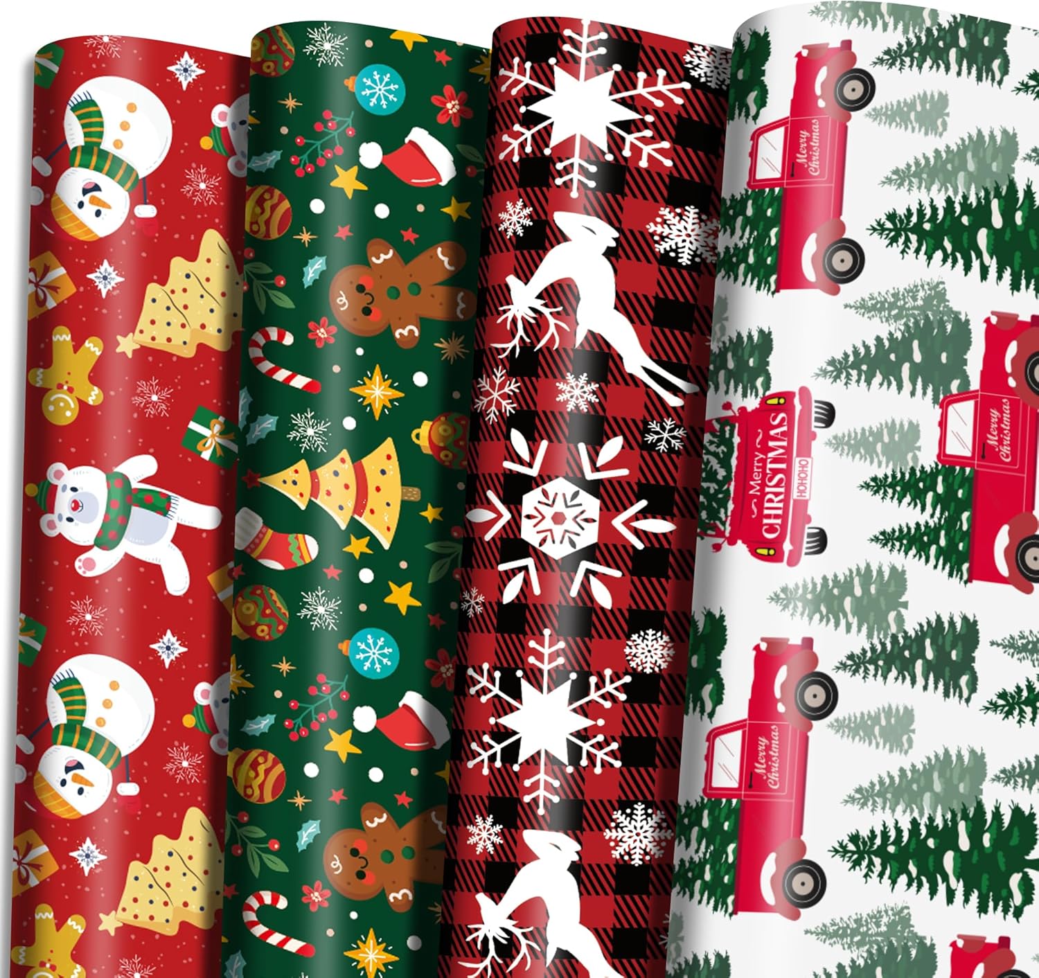 Flower Wrap Kraft - 4 stks Kerst Kraft Inpakpapier Kerstboom
