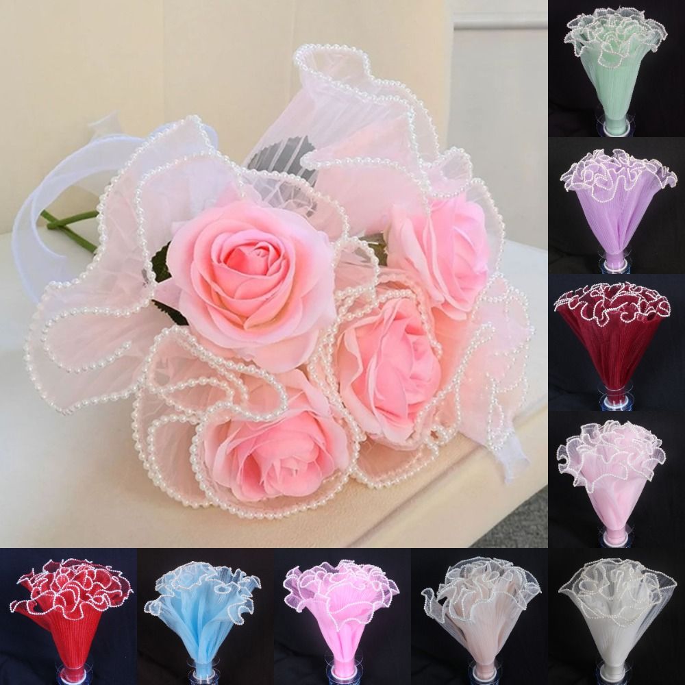 Florist Supply House - 28cmx4Yards Bloemboeket Inpakmateriaal Parel Golf Garen