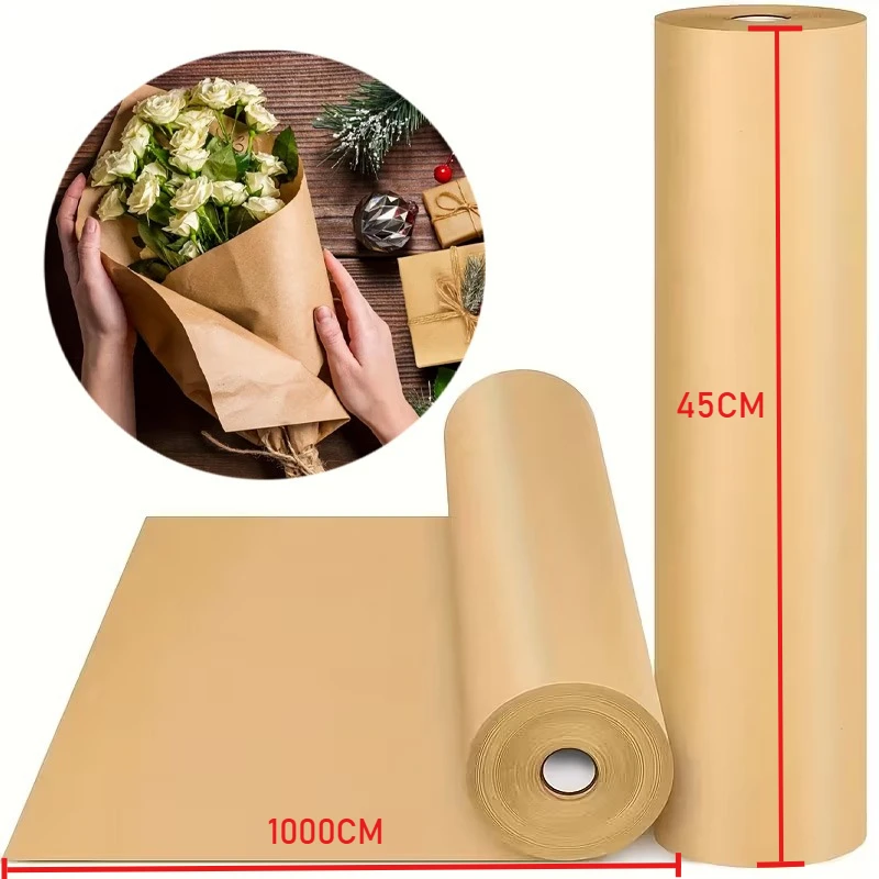 Flower Wrap Kraft - 45CM * 1000CM Bruin Kraft-inpakpapierrol voor