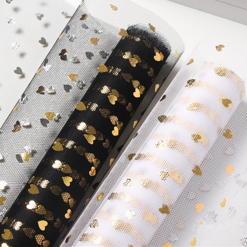 Flower Wrap Kraft - 1M Gouden Pailletten Hart Boeket Inpakpapier